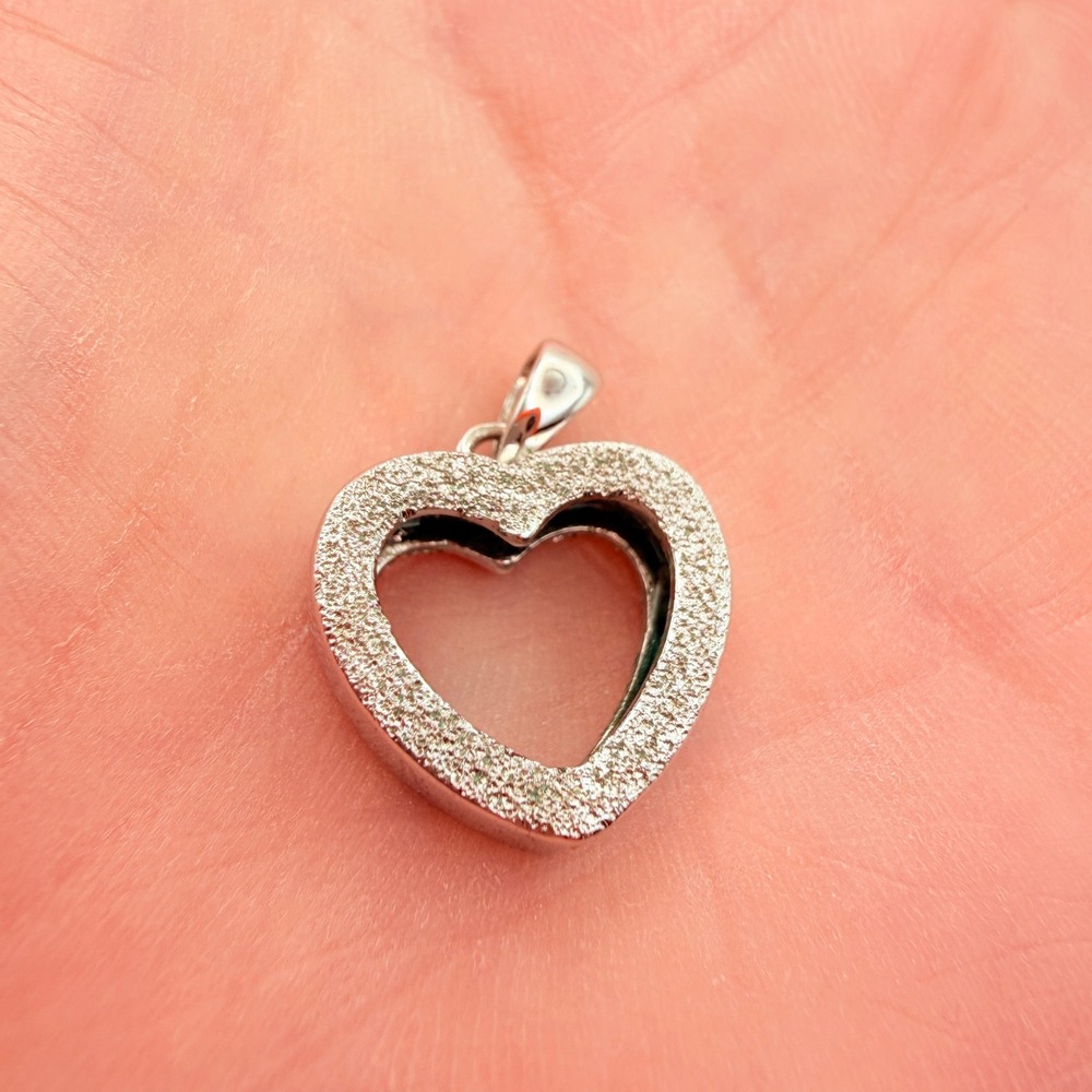 Unbranded Heart Pendant Women OS Silver 925 Good Sandblast Open Heart Love